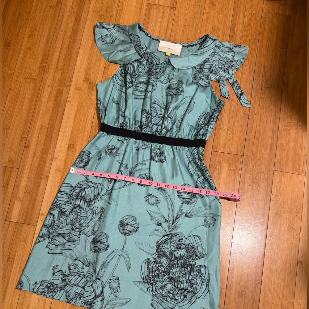 Anthropologie Leifsdottir Iskaldur Blue Floral Silk Dress Size 6 - Picture 11 of 14